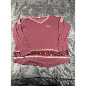 Vintage Y2K, Pink Victoria‎ Secret Sparkle Bling long sleeve V-neck women's top